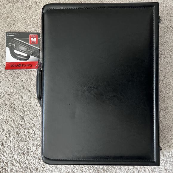 Samsonite Leather Computer Laptop Attache Briefcase Expandable 44077-1041 Black - Picture 3 of 7